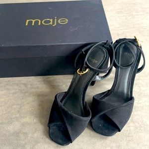 Black Velvet Maje Heels